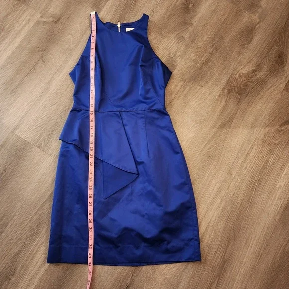 MILLY NY Italian Asymmetrical Peplum Sheath Dress Blue 2 Quiet Luxury Cocktail - Picture 12 of 15